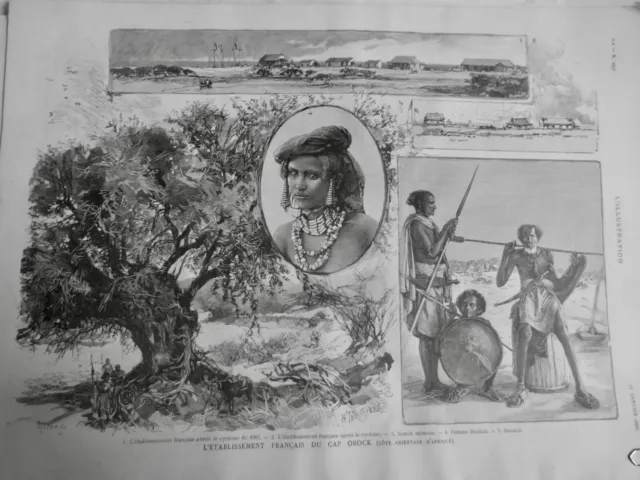 1886 Afrique Orientale Cap Obock Tribu Dankali Comalis Pingouin 2 Journaux Ancie