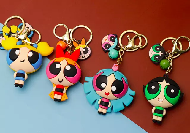 Powerpuff Girls Keychain Keyring Buttercup, Blossom, Bubbles and Blisstina Bliss