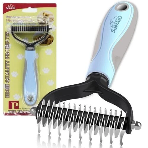 2side Dog Brush for Shedding Dematting Pet Grooming Cat Hair Undercoat Rake Comb