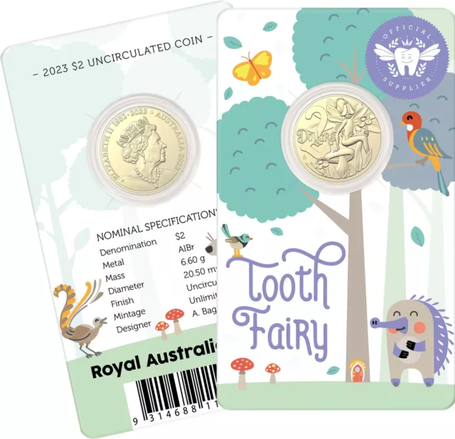 Australia 2023 $2 Tooth Fairy On Card Uncirculated  Coin - In Stock Now