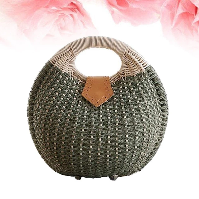 Handbag Rattan Green Handbags Women Straw Purses Women Wallet 3