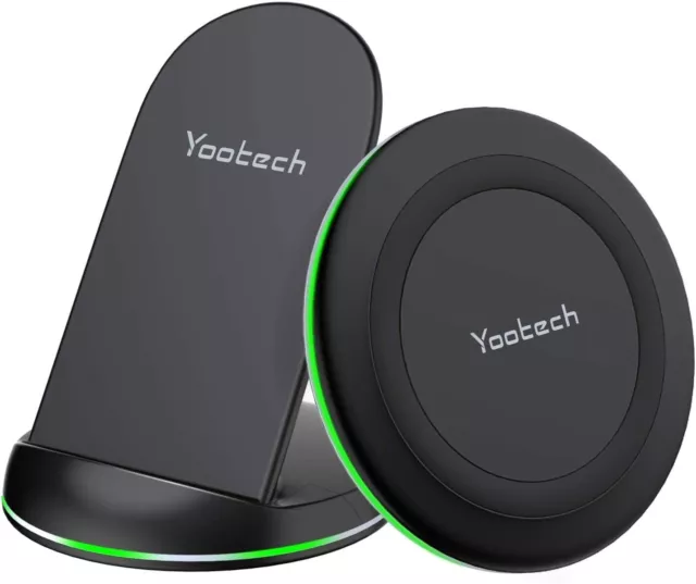 Yootech Wireless Charger,[2 Pack] 10W Max Wireless Charging Pad Stand Bundle,Co