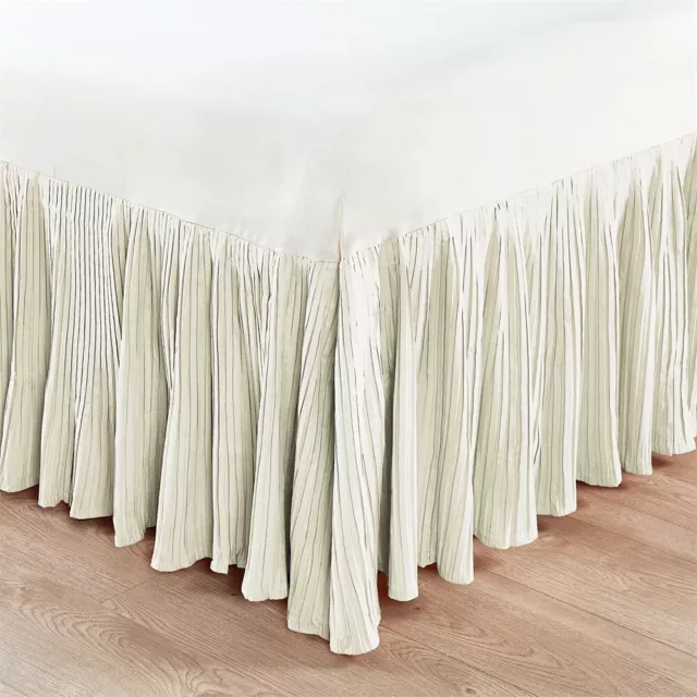 Lightweight Pleated Bed Skirt Queen King 18'' Drop Easy Fit , Solid Color 2