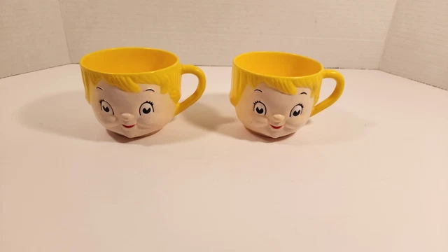 Lot Of 2 Vintage 1970'S Dolly Dingle Campbell's Kids Face Plastic Soup Mug Cups