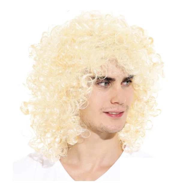 MEN S LONG CURLY WIG Costume Party Fancy Long Hair Rock 70s 80s Blonde 15.31 PicClick UK