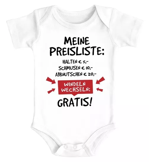 Baby Body mit Spruch lustig meine Preisliste Bio-Baumwolle Jungen & Mädchen