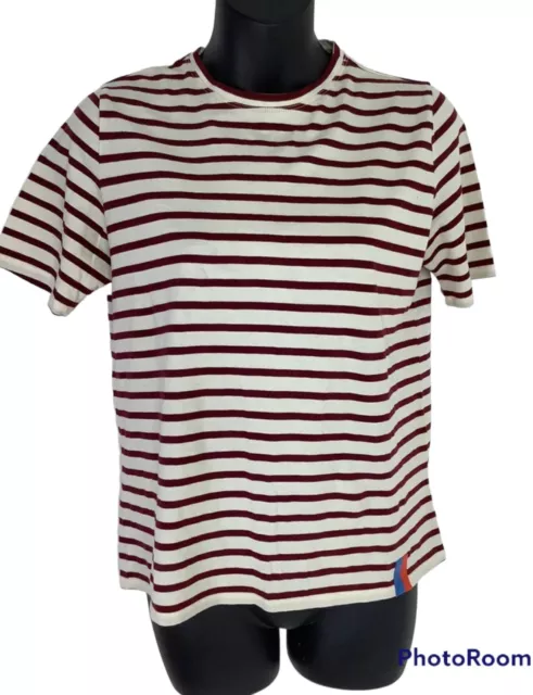 Kule T Shirt Short Sleeve Too Maroon Cream Stripe Womens xs