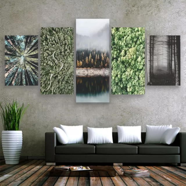 Nature Poster Forest Trees 5Pcs Canvas Wall Art Abstract Home Decor Painting