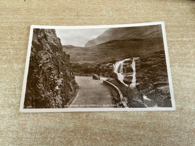 Gorge & Waterfall, Glen Coe, Scotland, Real Photo JB White Postcard, 1930's