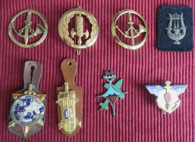 LOT DE 4 insignes 'pucelles' + 3 insignes de béret , diverses armes EUR ...