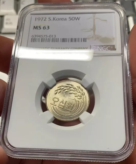 South Korea 50 Won 1972 NGC MS63 Full Luster