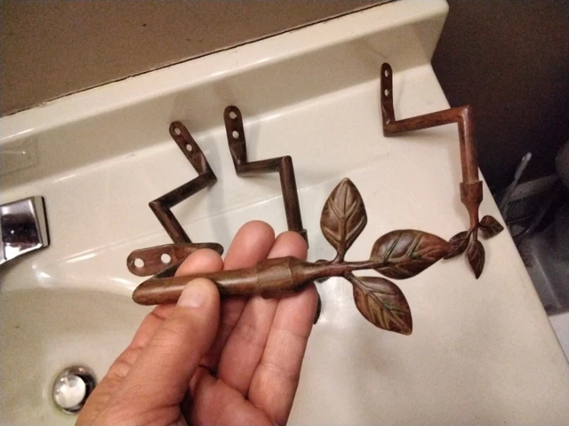VINTAGE Drapery Holders Holdback Leaves Tie Back Curtain Hooks Set Of 4