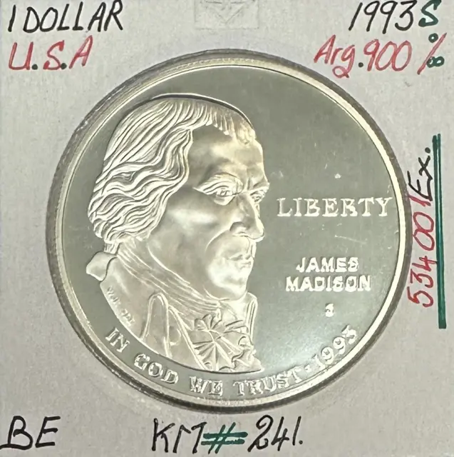 ETATS-UNIS - USA - 1 DOLLAR 1993 S - Pièce de Monnaie en argent // Qualité : BE