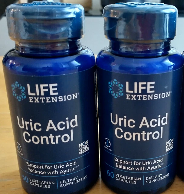 2 pack NEW Life Extension Uric Acid Control 2X60 Caps Ayuric 500mg Gout 09/2024