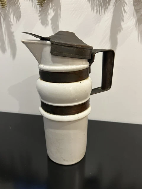 Chocolatière De Bistrot XIXe Siècle, Pot Porcelaine à Feu, France, Très Bon état