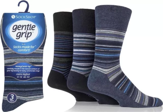 New Mens BIG FOOT SOCKSHOP DIABETIC Gentle Grip Socks NON ELASTIC Size 12-14