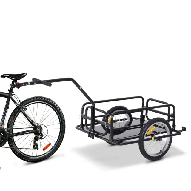 Bike Cargo Trailer Foldable Heavy Duty Storage Trolley Transport Carrier Black