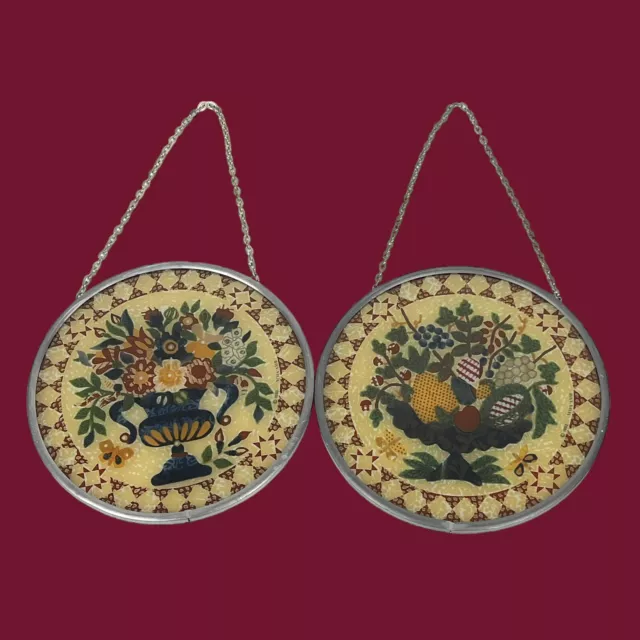 2 Metropolitan Museum of Art Sun Catchers Flower Fruit Stained Glass Window MMA