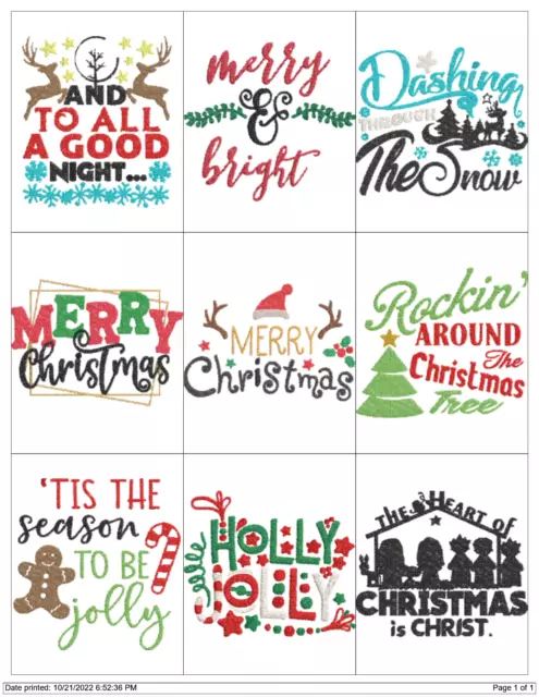 Christmas Quotes Embroidery Machine Designs Pes Brother Jef Hus Vp3