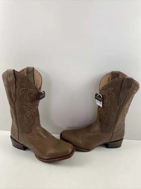 Shyanne DARBY Brown Leather Square Toe Pull On Western Boots Women’s Size 9.5 W