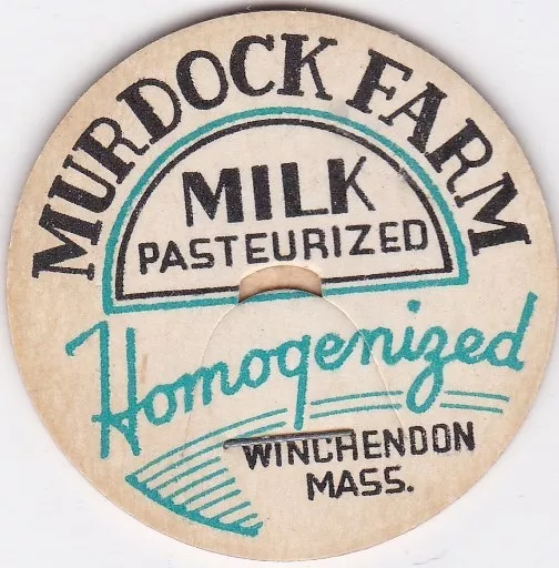 Milk Bottle Cap. Murdock Farm Dairy. Winchendon, Ma.