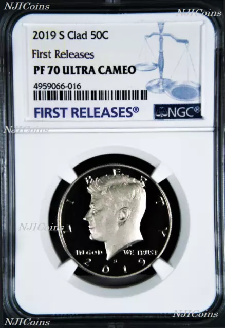 2019 S Proof Kennedy Half Dollar 50c NGC PF70 UCAM First Releases clad