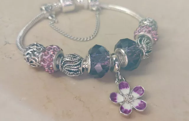 bracciale da donna con charm, tipo pandora in acciaio braccialetto per charms 2