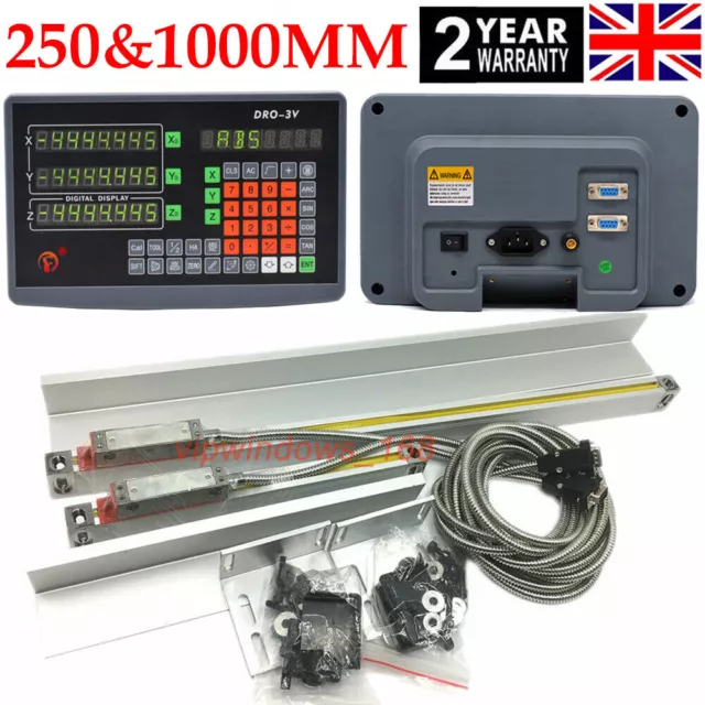 10" 40" Linear Scale DRO 2 Axis Digital Readout 250mm+1000mm Kit,UK Stock