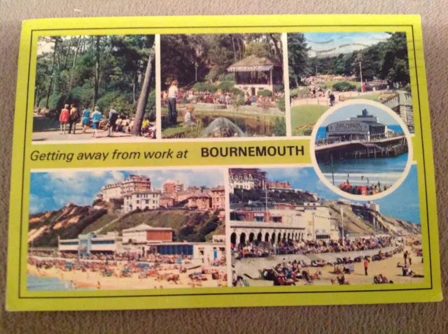 multiview postcard of Bournemouth - Pine Walk, Bandstand, West Cliff, East Beach