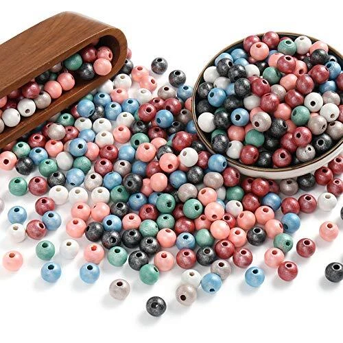 ToBeIT Round Wood Beads Assorted Color, About 1000 Pcs 8mm Wooden Beads forJe...