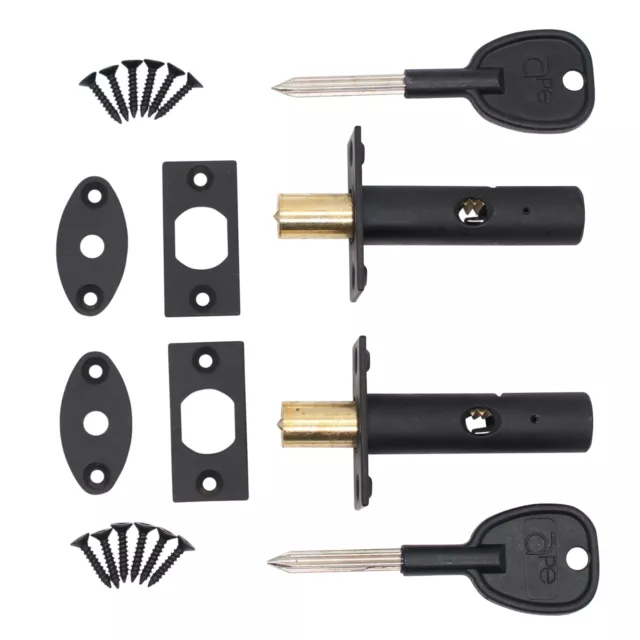 Türgestell Bolzen 2er-Pack Schrauben + 2 Schlüssel 5 Oberflächen 61 mm Totbolzenschloss Stern Schlüssel