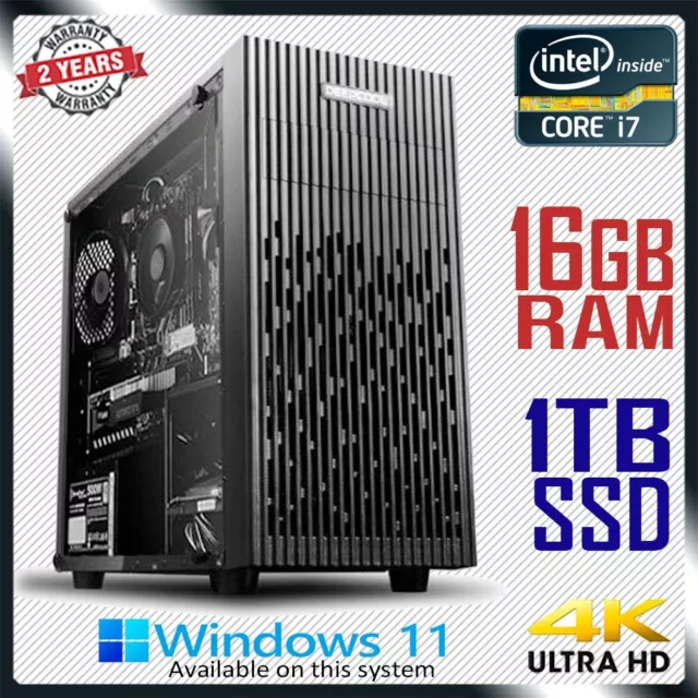 Intel Core i7 Quad Gaming PC 16GB RAM Computer 1TB SSD Home Desktop System 2