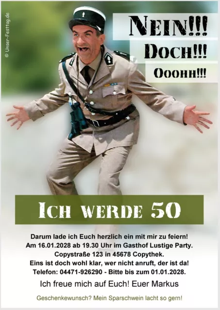 LUSTIGE EINLADUNGSKARTEN 60. Geburtstag mit Wunschtext EUR 13,90