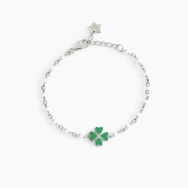 Bracelet MABINA Junior en Argent Et Émail Avec Trèfle 533486