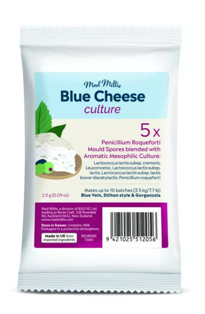 Mad Millie Cultures - Blue Cheese Mold - 5 PACK - Cheese Making DIY