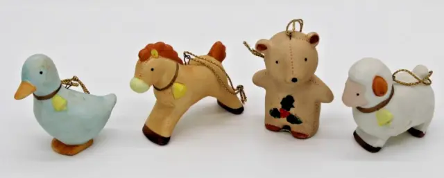 Lot of FOUR Homco Ceramic Vintage Animal Ornaments: Goose, Horse, Bear, Sheep