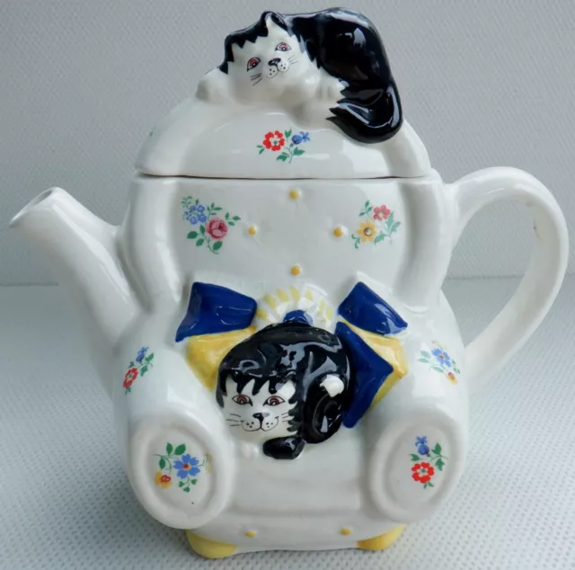 Vintage Retro Ceramic Wade Whimsical Teapot Feline Collection Judith Wootton Cat