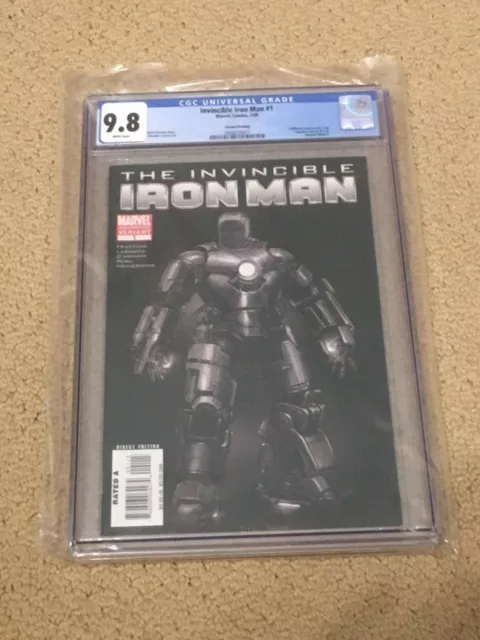 Invincible Iron Man 1 CGC 9.8 White 2nd Print (2008 Movie Cave Scene) + magnet