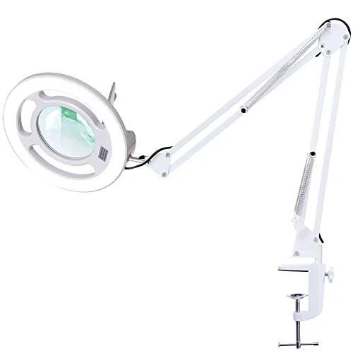 Magnifier Workbench Lamp - White with Bench Clamp