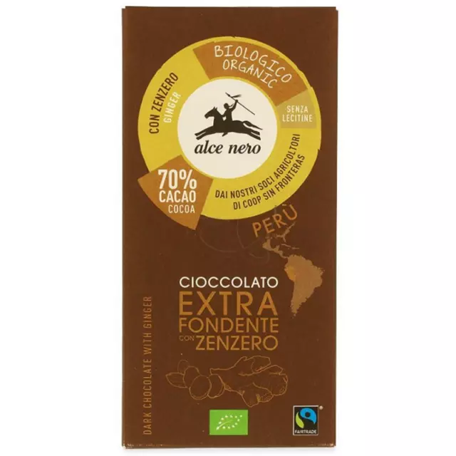 Alce Nero Tavoletta Di Cioccolato Extra Fondente Con Zenzero Biologico