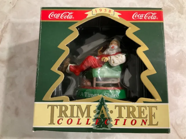 Coca Cola Trim A Tree Collection "Santa Chair Time to Share” 1958 Santa Ornament