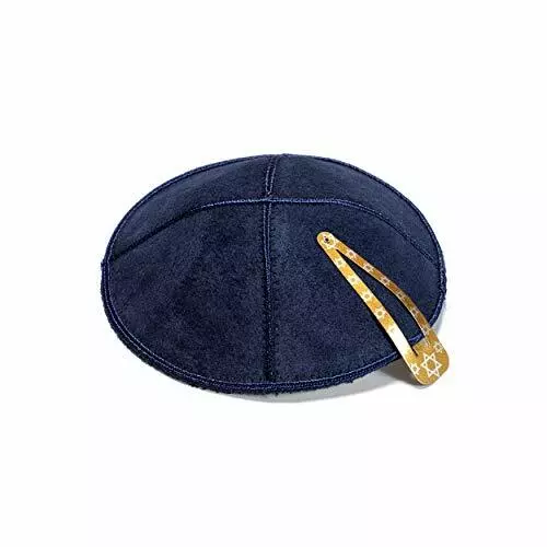 16cm Juif Cuir Bleu Marine Kippa Rond Kippa Synagogue