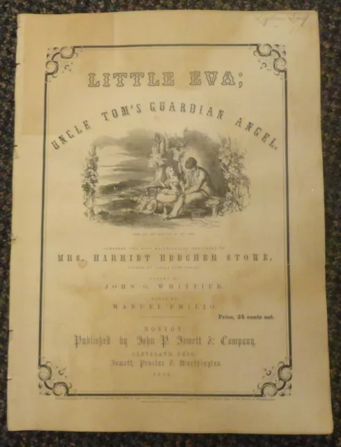 remarkable 1852 Uncle Tom's Cabin Harriet Beecher Stowe original sheet music