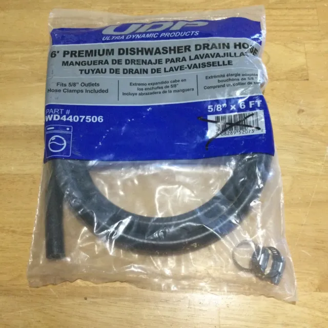 Ultra Dynamic Products WD4407506 Dishwasher Discharge Water Hose Rubber 5/8”x 6’