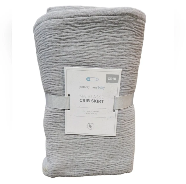 Pottery Barn Kids Organic Matelasse Cribskirt Grey New
