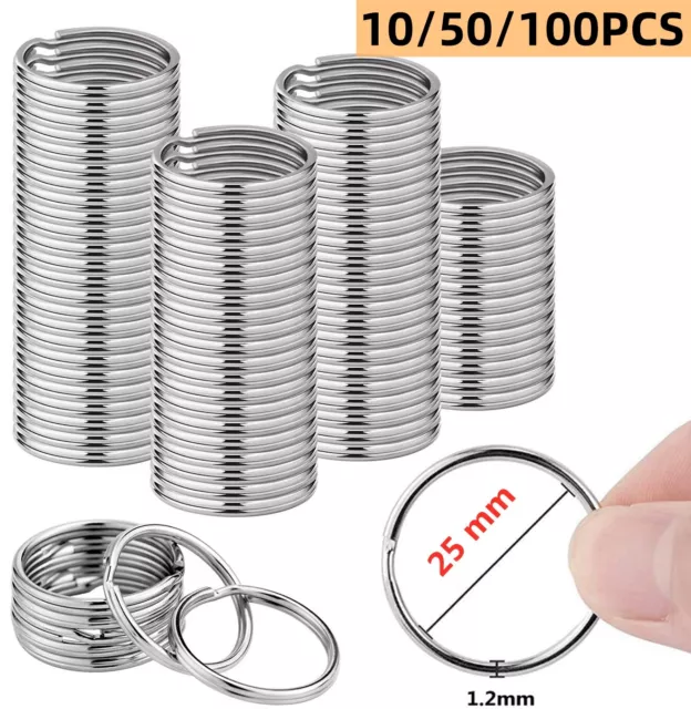 10/50/100pcs 25mm Silver Metal Split Rings Keyring Jump Hoop Loop Key Keys Ring