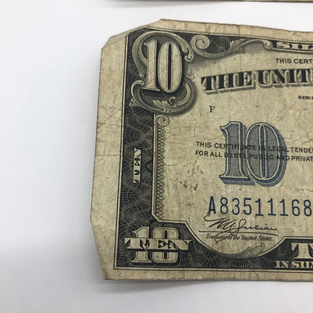 1934 A & 1934  $10 Ten Dollar Silver Certificate Note Blue Seal 11