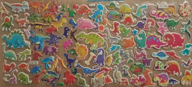 Dinosaurs 6 sheets high detail 3D puffy stickers