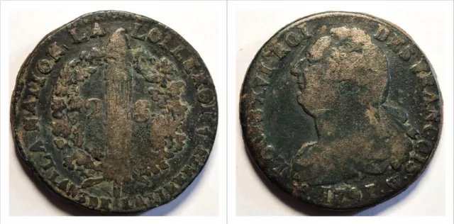 2 sols "au Faisceau" / 1791 / An 3 de la Liberté / W Lille / Louis XVI