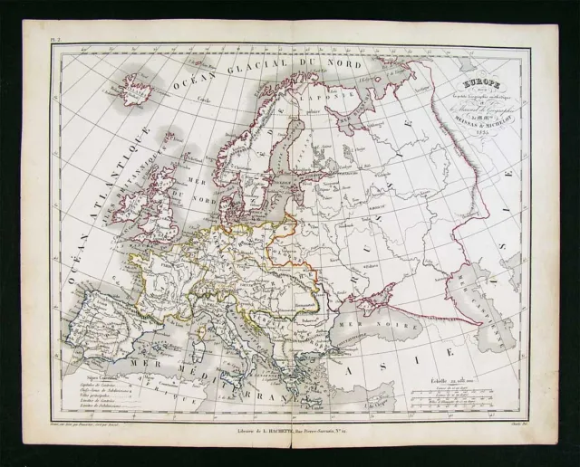 1835 Map x 2 - Europe Political & Physical - Austria Italy Spain Britain